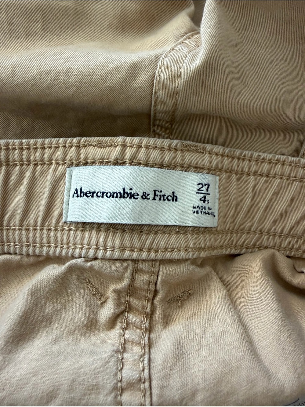 Vintage Abercrombie & Fitch Khaki Drawstring Baggy Cargo Pants 27 4S Y2K - Picture 8 of 11